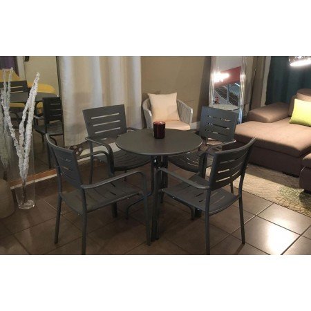 Table Ronde + 4 Chaises alu
